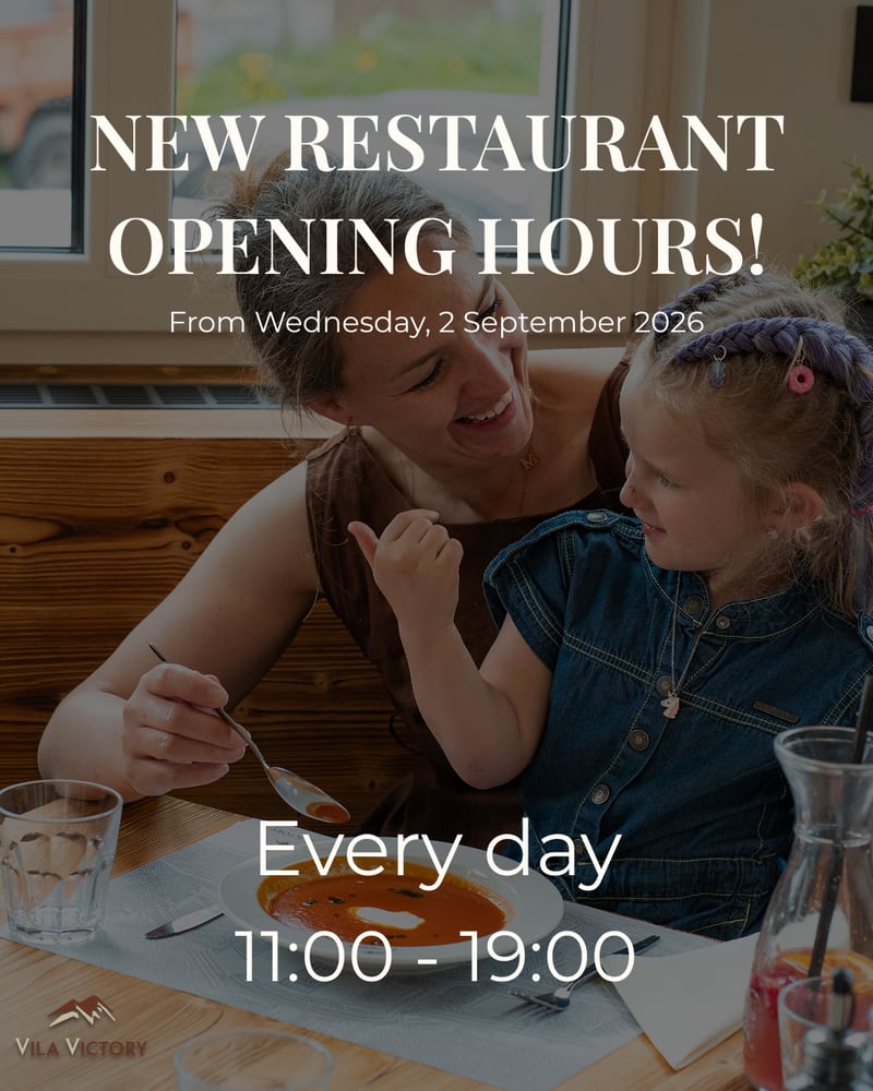 New restaurant opening hours – from 2 September 2026 every day 11:00–19:00