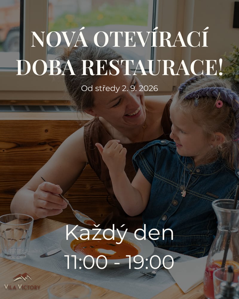 Nová otevírací doba restaurace – od 2. 9. 2026 každý den 11:00–19:00